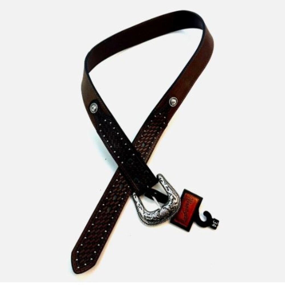 Wrangler Size 34 Men's Genuine Leather Belt Brown Color New